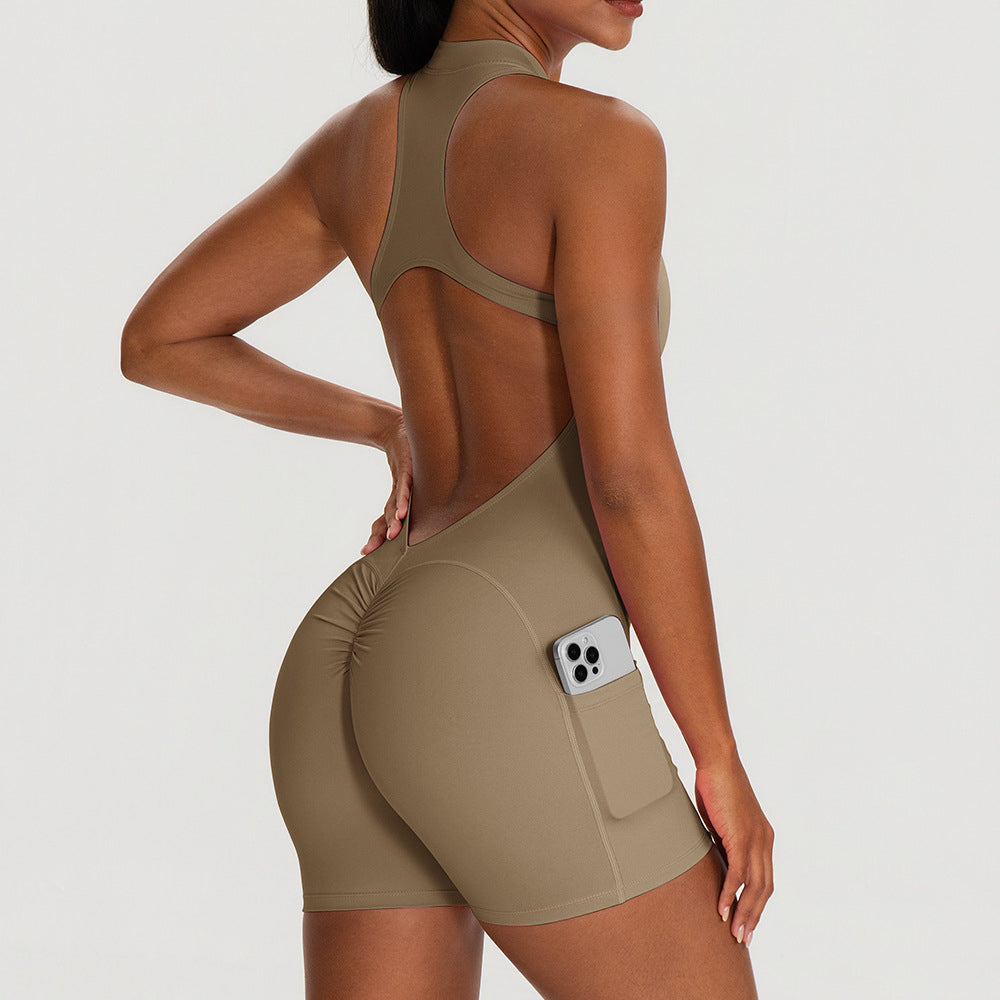 Tight-fitting Padded Peach-butt Fitness Bodysuit