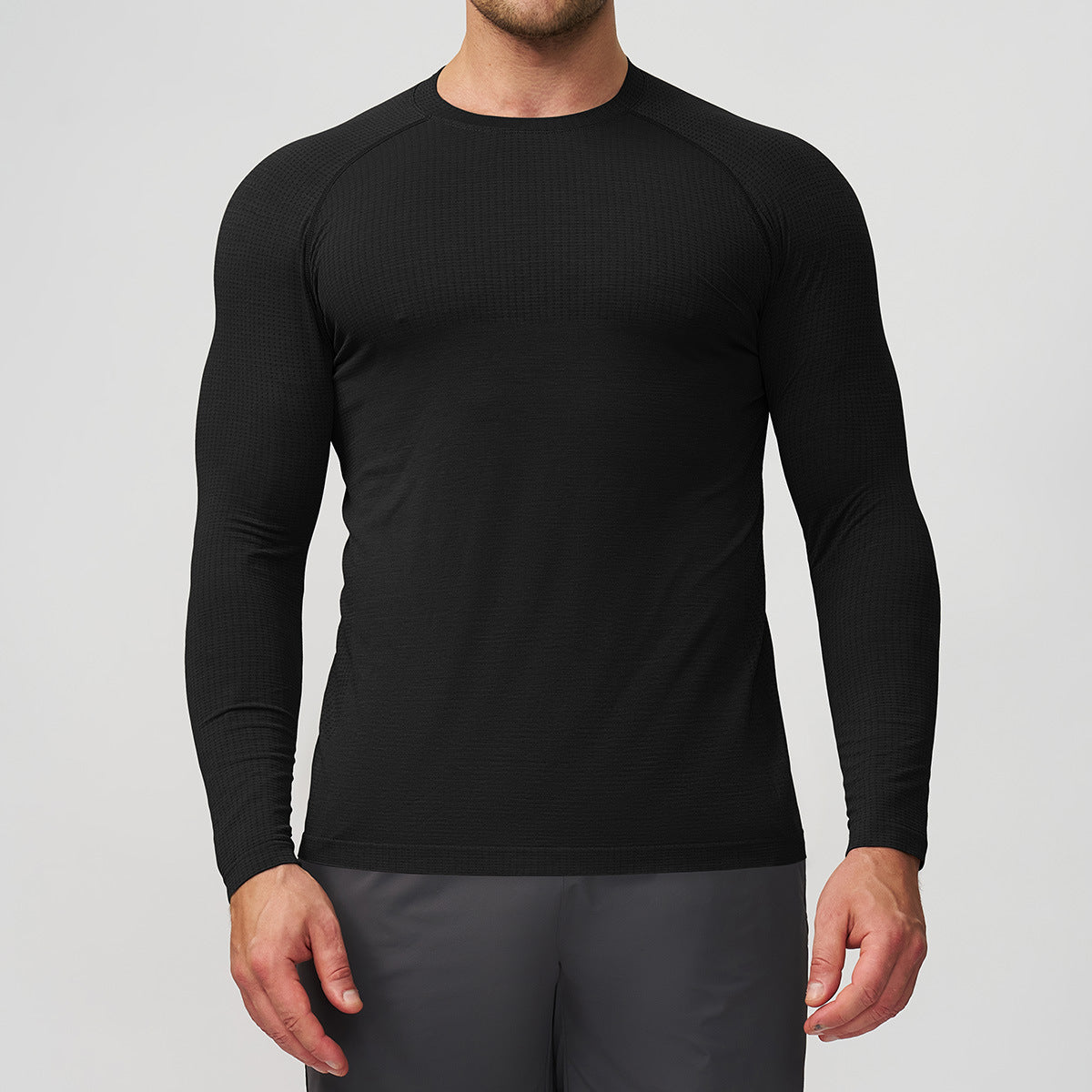 Mens Quick-Dry Breathable Long-Sleeve Sports And Fitness T-Shirt