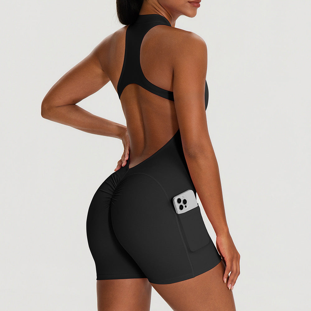 Tight-fitting Padded Peach-butt Fitness Bodysuit